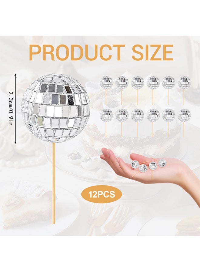12Pcs Cake Decoration Mini Disco Balls Cake Toppers, Easy to Operate Disco Ball Cake Topper Stylish Disco Balls for Cake Decorating can Adorn Cakes Cupcakes Pies Ice Creams and Desserts Etc - Image 2
